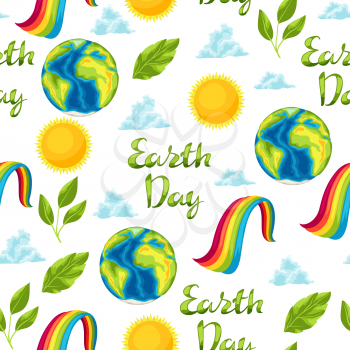 Happy Earth Day seamless pattern. Illustration for environment safety celebration.