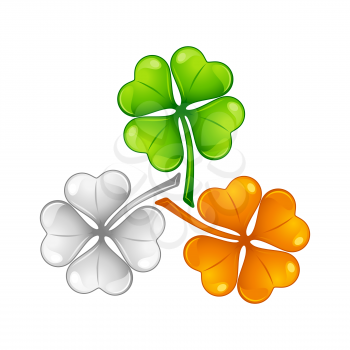 Saint Patricks Day illustration. Irish flag clover. Festive national icon.