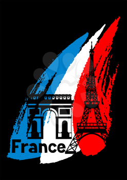 France background design. French traditional symbols and objects.