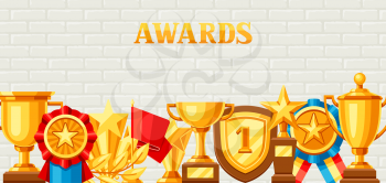 Awards and trophy background. Reward items for sports or corporate competitions.
