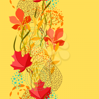 Seamless pattern with falling leaves. Natural illustration of autumn foliage.