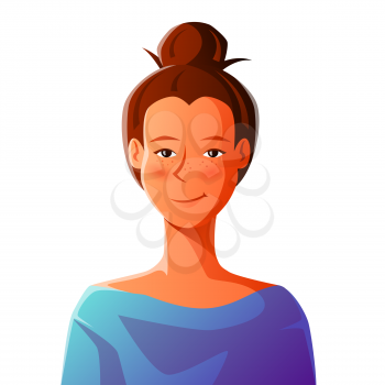 Cute girl smiling. Illustration of young woman character.