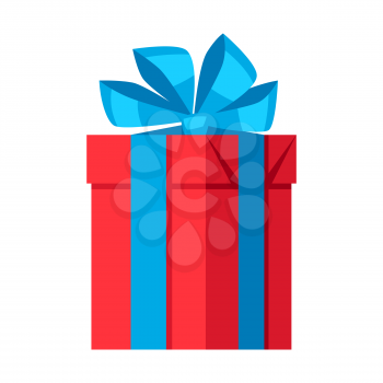 Illustration of colorful gift box. Holiday packaging icon.