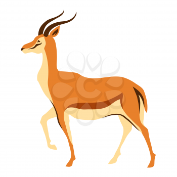 Stylized illustration of gazelle. Wild African savanna animal on white background.