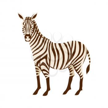 Stylized illustration of zebra. Wild African savanna animal on white background.