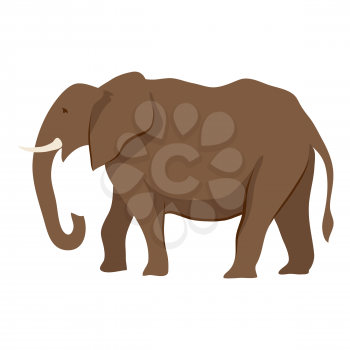 Stylized illustration of elephant. Wild African savanna animal on white background.