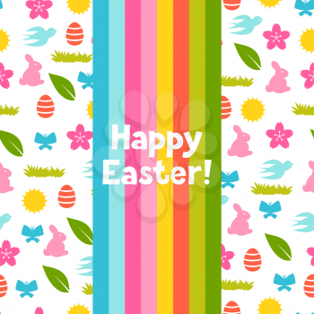 Happy Easter greeting card with holiday items. Background can be used for invitations and posters.