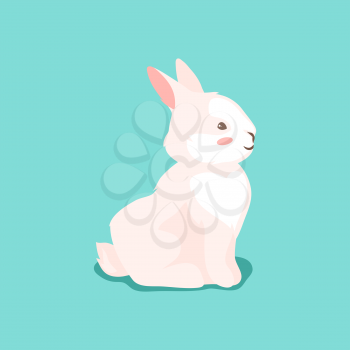 Cute Easter Bunny illustration. Cartoon rabbit smile character for traditional celebration.