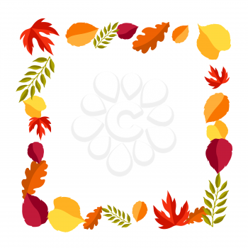 Frame with stylized autumn foliage. Falling leaves in simple style.