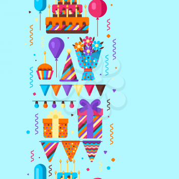 Happy Birthday seamless pattern. Celebration or holiday items.