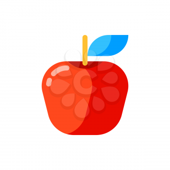 Icon of red apple in flat style. Illustration isolated on white background.