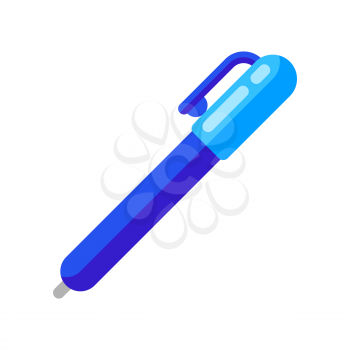 Icon of blue pen in flat style. Illustration isolated on white background.