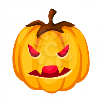Happy halloween illustration of angry pumpkin. Cartoon holiday icon.