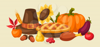 Happy Thanksgiving Day background design with holiday objects.