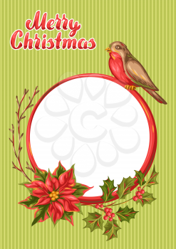 Merry Christmas frame design. Holiday decorations in vintage style.