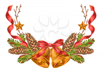 Merry Christmas decoration design. Holiday illustration in vintage style.