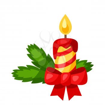 Illustration of Christmas candle. Stylized flat icon.