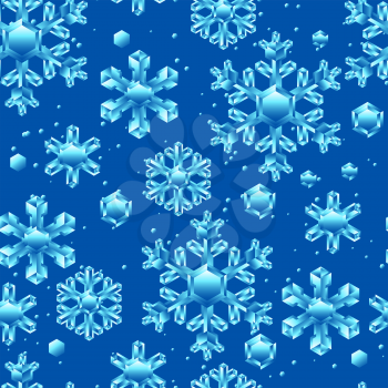 Seamless pattern with crystal snowflakes. Background for Merry Christmas and Happy New Year.