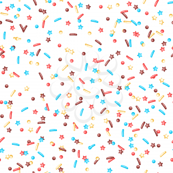 Seamless pattern with decorative donut sprinkles. Background of donuts glaze.