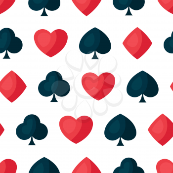 Seamless pattern with four playing cards symbols. On-board game or gambling for casino.