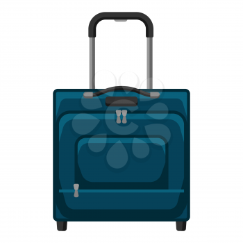 Illustration of travel textile suitcase with wheels. Icon or image for tourism and shops.
