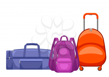 Illustration of travel suitcase and bag. Icon or image for tourism and shops.