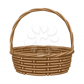 Illustration of empty basket for vegetables. Agricultural farm item. Isolated packaging.