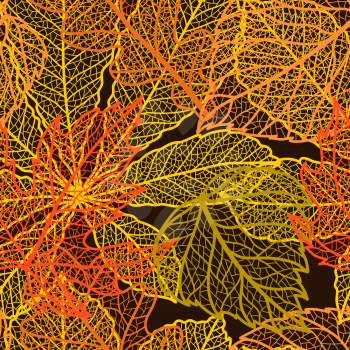 Seamless floral pattern with autumn foliage. Background of falling leaves.