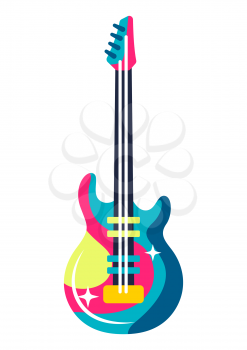 Illustration of musical electric guitar. Music party or rock concert creative image.