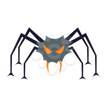 Illustration of evil spider. Happy Halloween sylized image.