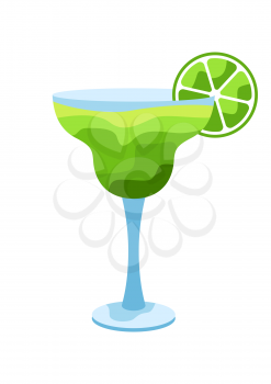 Margarita cocktail illustration. Stylized image of alcoholic beverage.