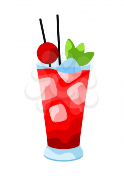 Bloody Mary cocktail illustration. Stylized image of alcoholic beverage.