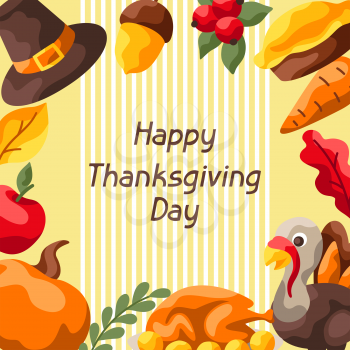 Happy Thanksgiving Day background. Design with holiday objects.
