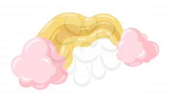 Illustration of pink clouds. Stylized picture for decoration children holiday and party.