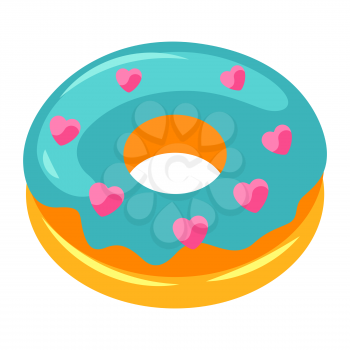 Donut with hearts. Happy Valentine Day symbol.
