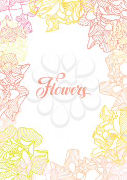 Background with delicate roses. Beautiful decorative stylized summer flowers.