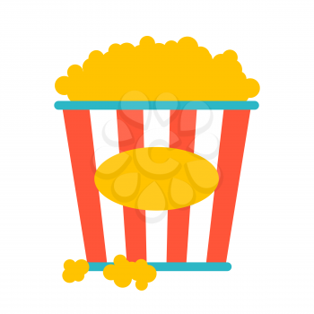 Illustration of popcorn pack. Stylized item for cinemas.