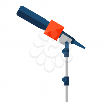 Illustration of microphone. Stylized journalistic equipment icon.