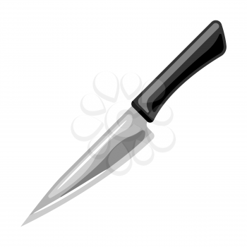 Illustration of steel cooking knife. Stylized kitchen and restaurant utensil item.