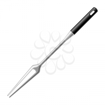 Illustration of steel cooking fork. Stylized kitchen and restaurant utensil item.