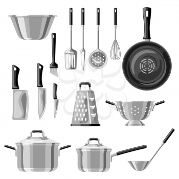 Set of kitchen utensils. Cooking tools for home and restaurant.