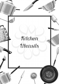 Background with kitchen utensils. Cooking tools for home and restaurant.