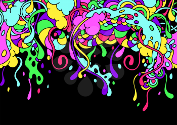 Seamless pattern with slime and tentacles. Urban colorful abstract cartoon background.