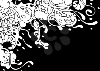 Background with slime and tentacles. Urban black abstract cartoon illustration.
