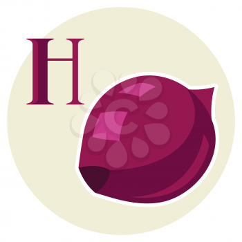 Illustration of stylized onion. Vegetable icon. Food product.