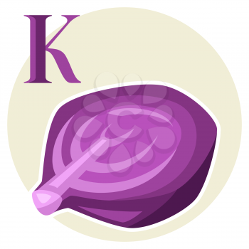 Illustration of stylized cabbage. Vegetable icon. Food product.