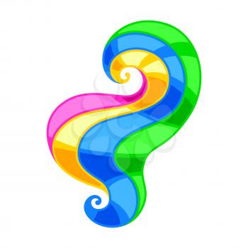 Abstract colored curl. Colorful shiny bright swirl.