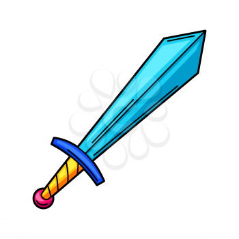 Illustration of sword. Gaming creative illustration. Trendy symbol in modern cartoon style.