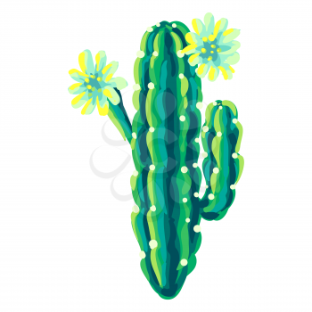 Illustration of cactus. Decorative spiky mexican cacti. Natural image.