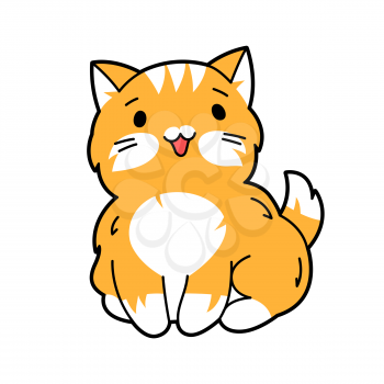 Illustration of cute kawaii cat. Cartoon funny character.
